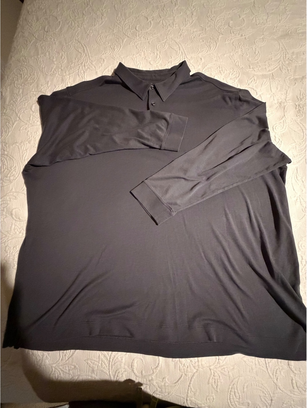 Cutter & Buck Men's Long Sleeve Polo Shirt 4XB Gray Peruvian